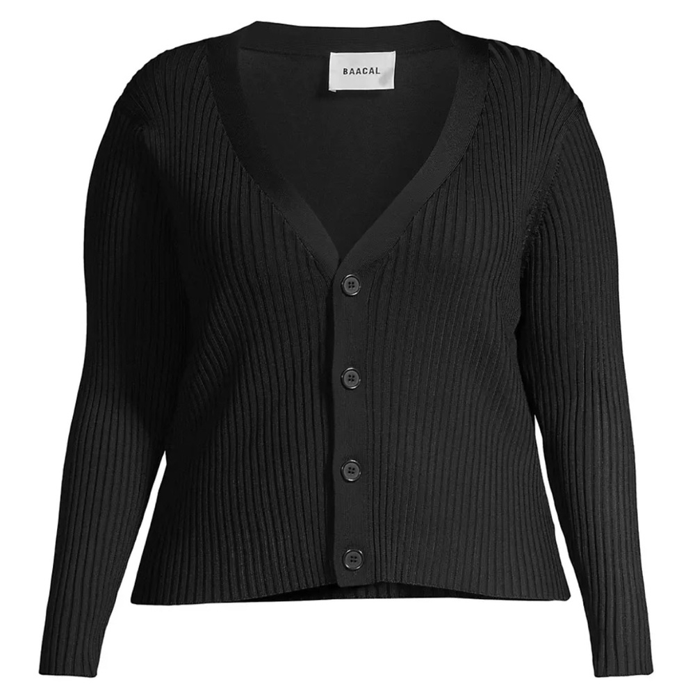Baacal Black Ribbed Cardigan NWOT
